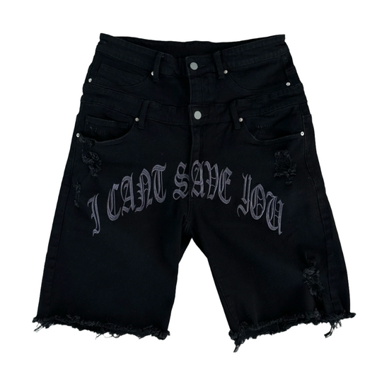 "I Can't Save You" Black Jean Jorts